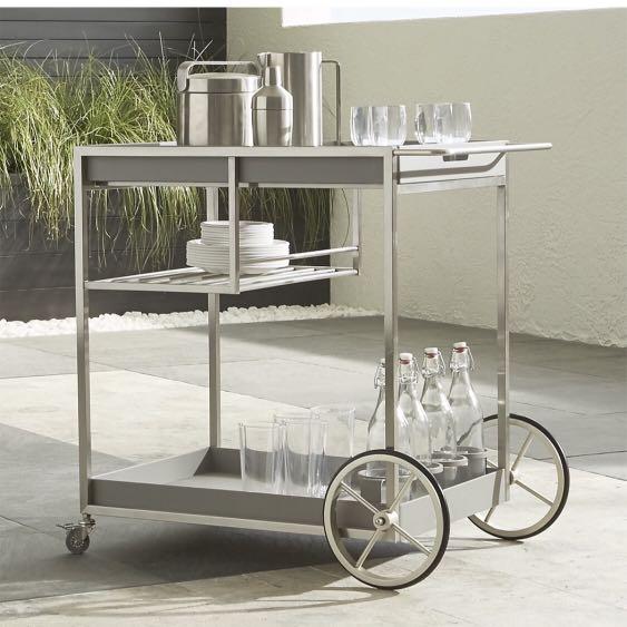 Crate and Barrel outdoor bar cart (Dune), Furniture & Home Living
