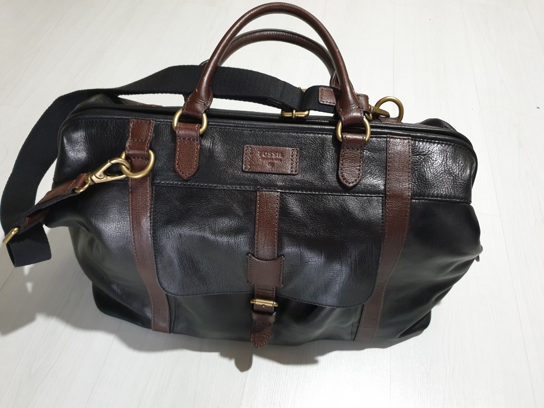 Fossil leather duffle bag, Men's Fashion, Bags, Sling Bags on Carousell