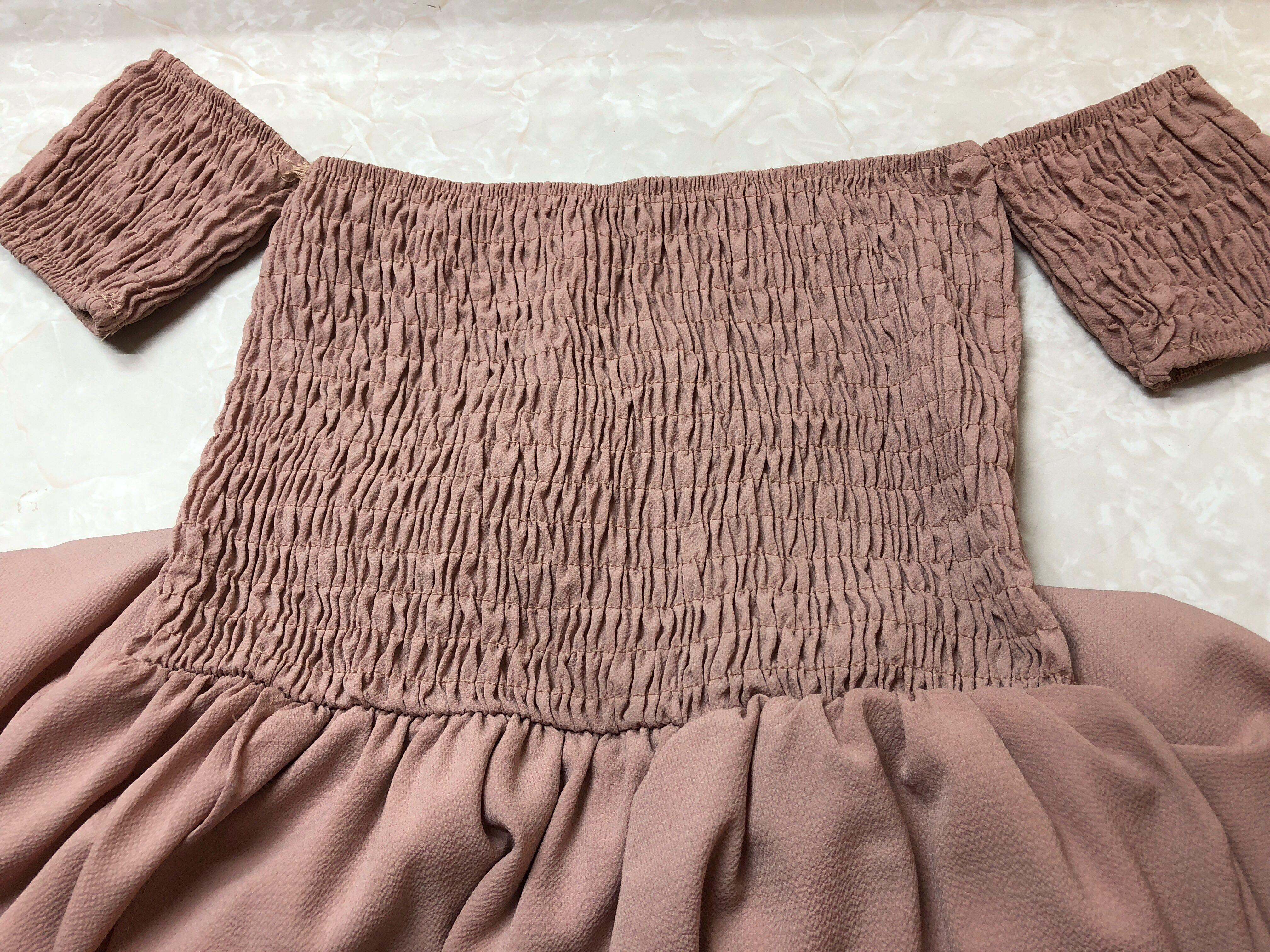 Nude Dress Smocked Off Shoulder High Low Chiffon (Category: Dresses) located in Cebu City. Submitted by donnalyc (Listing ID 208560607, Image 2). Description: used for a few hours only.