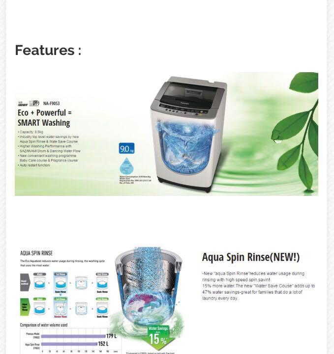 Panasonic EcoNavi Top Load Washing Machine (9kg), TV & Home Appliances