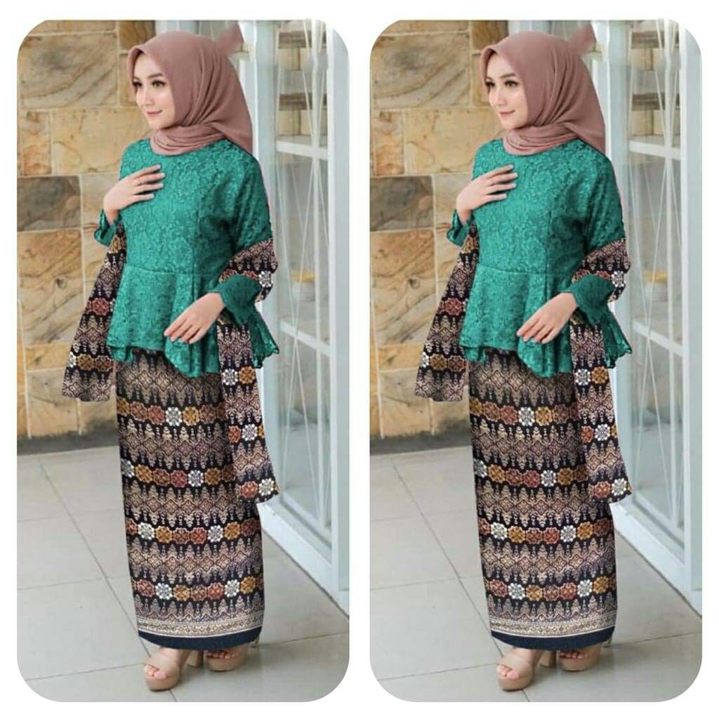 Qn SET KEBAYA SELENDANG SYANTIK BAHAN BRUKAT CORNELI GLITER KOMBI