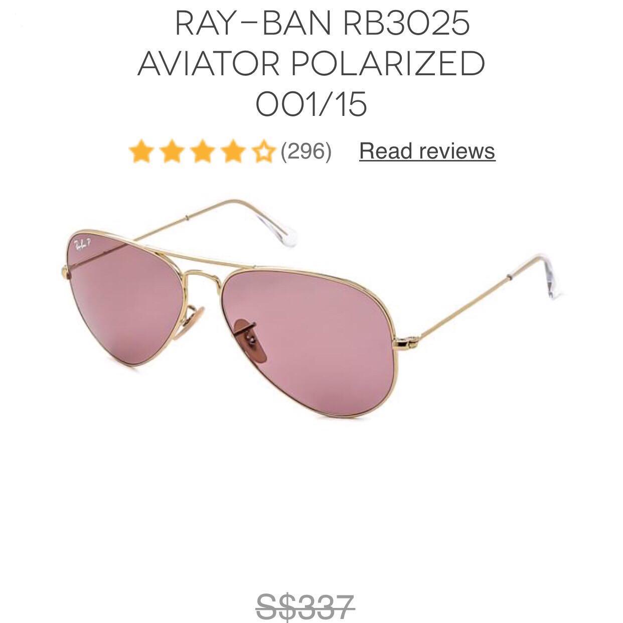 Ray Ban Polarised Aviator Sunglasses Crystal Pink Women S Fashion Accessories Eyewear Sunglasses On Carousell