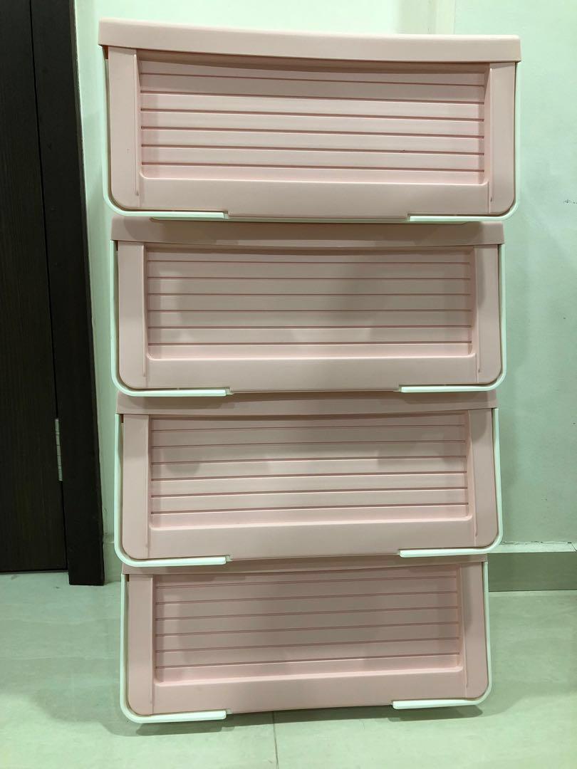 Stackable Plastic Storage Box With Sliding Cover Furniture