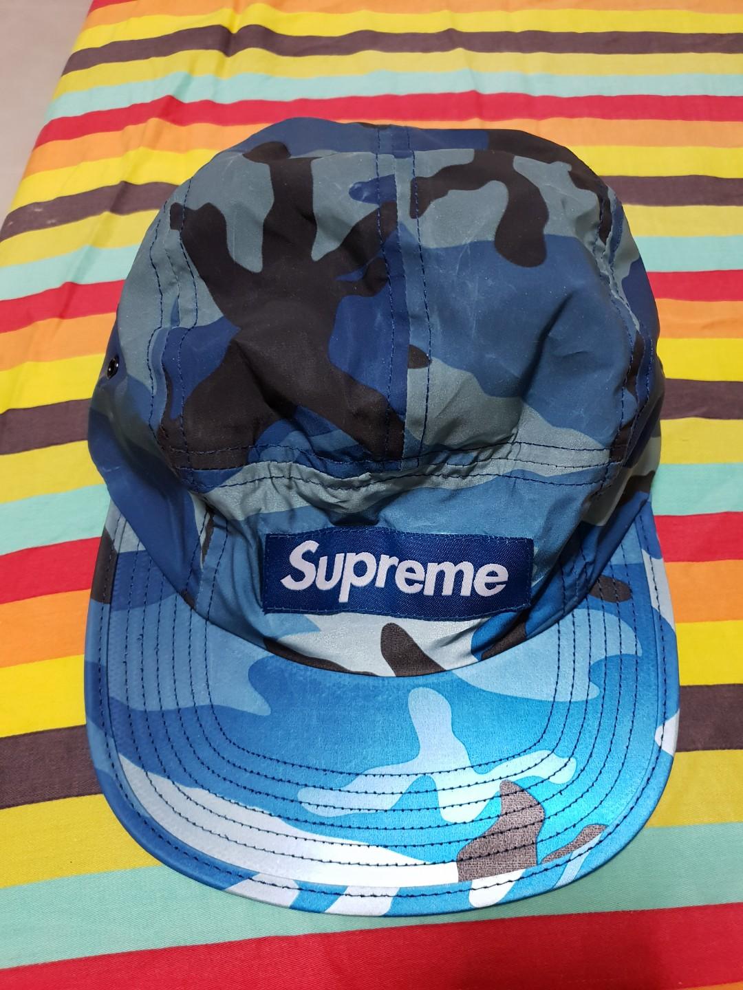 Supreme Reflective Camo Camp Cap Blue