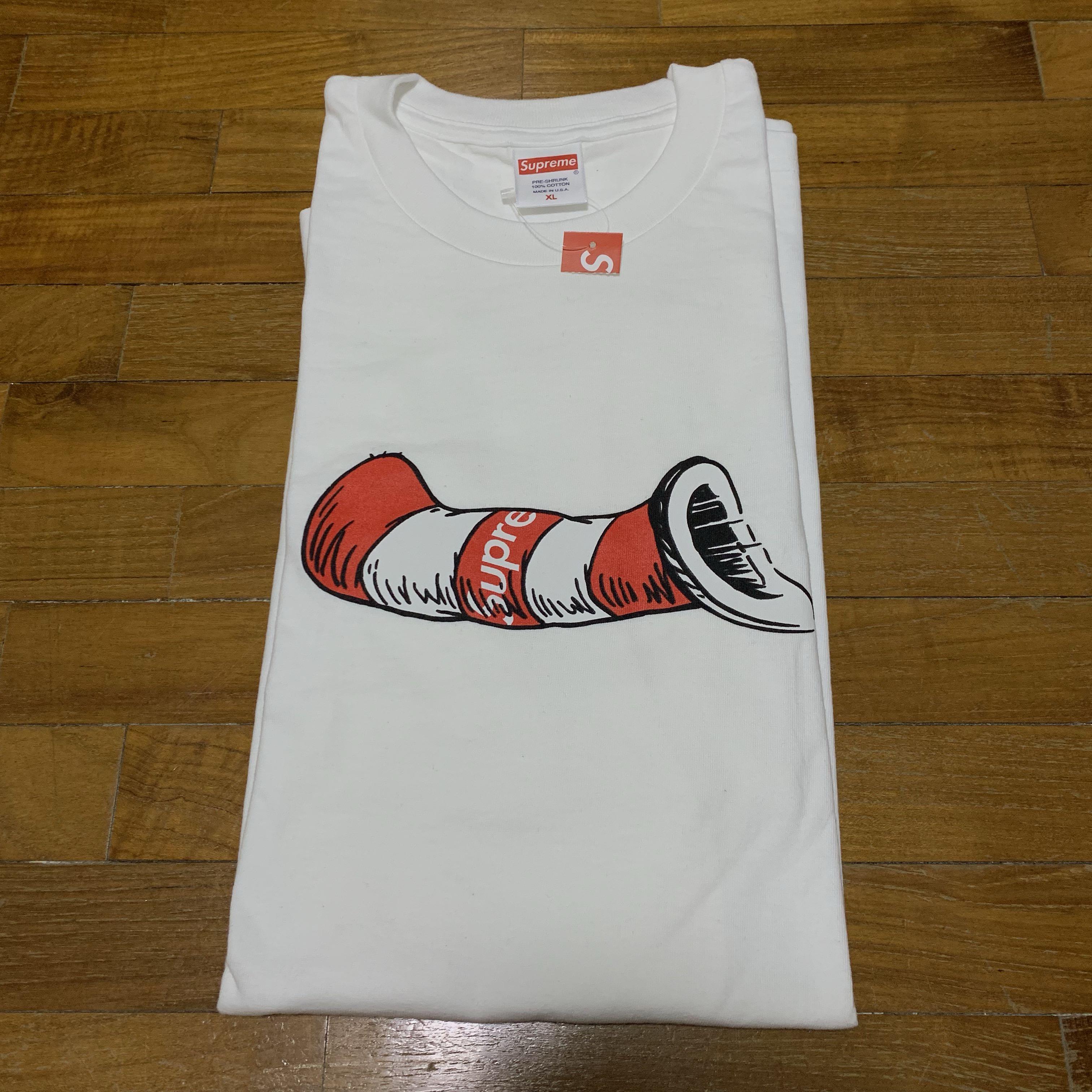 Supreme Cat In The Hat Dr Seuss Tee, Men's Fashion, Tops & Sets 