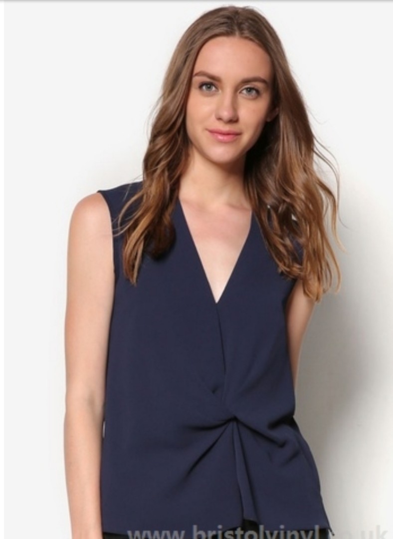 Topshop Sleeveless Drape Top Navy Women S Fashion Clothes