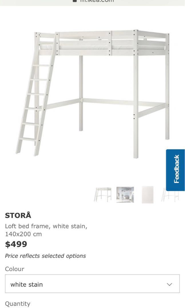 Used IKEA Queen Size Stora Loft Bed-White , Furniture ...