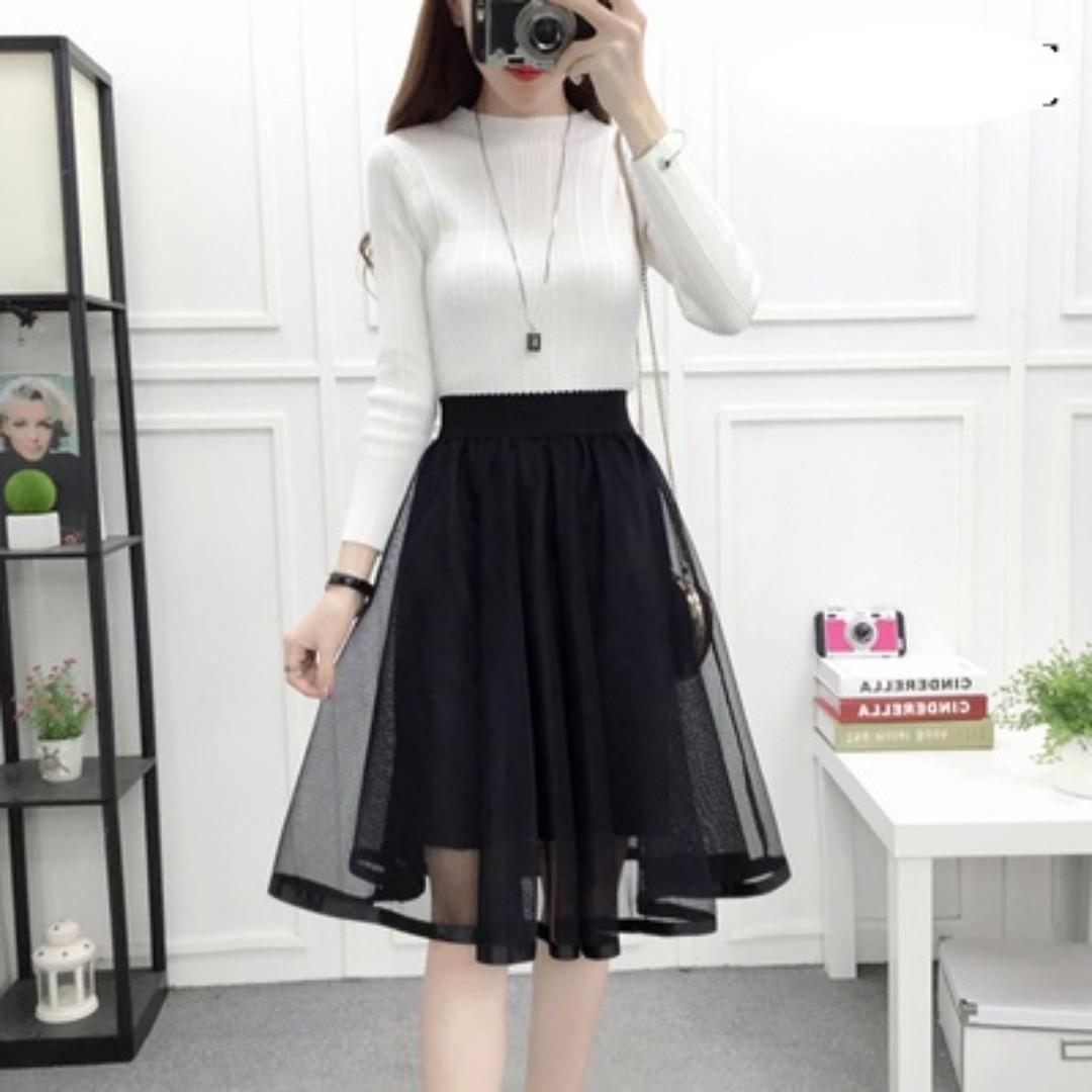 Black net new arrivals skirt outfit