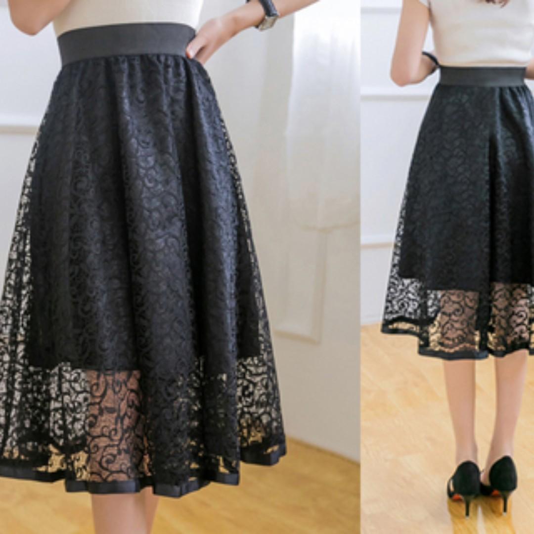 black lace skirt