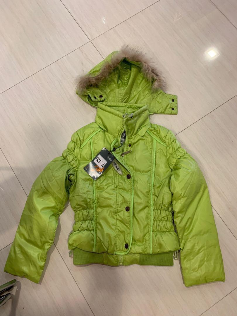 lime green winter coat