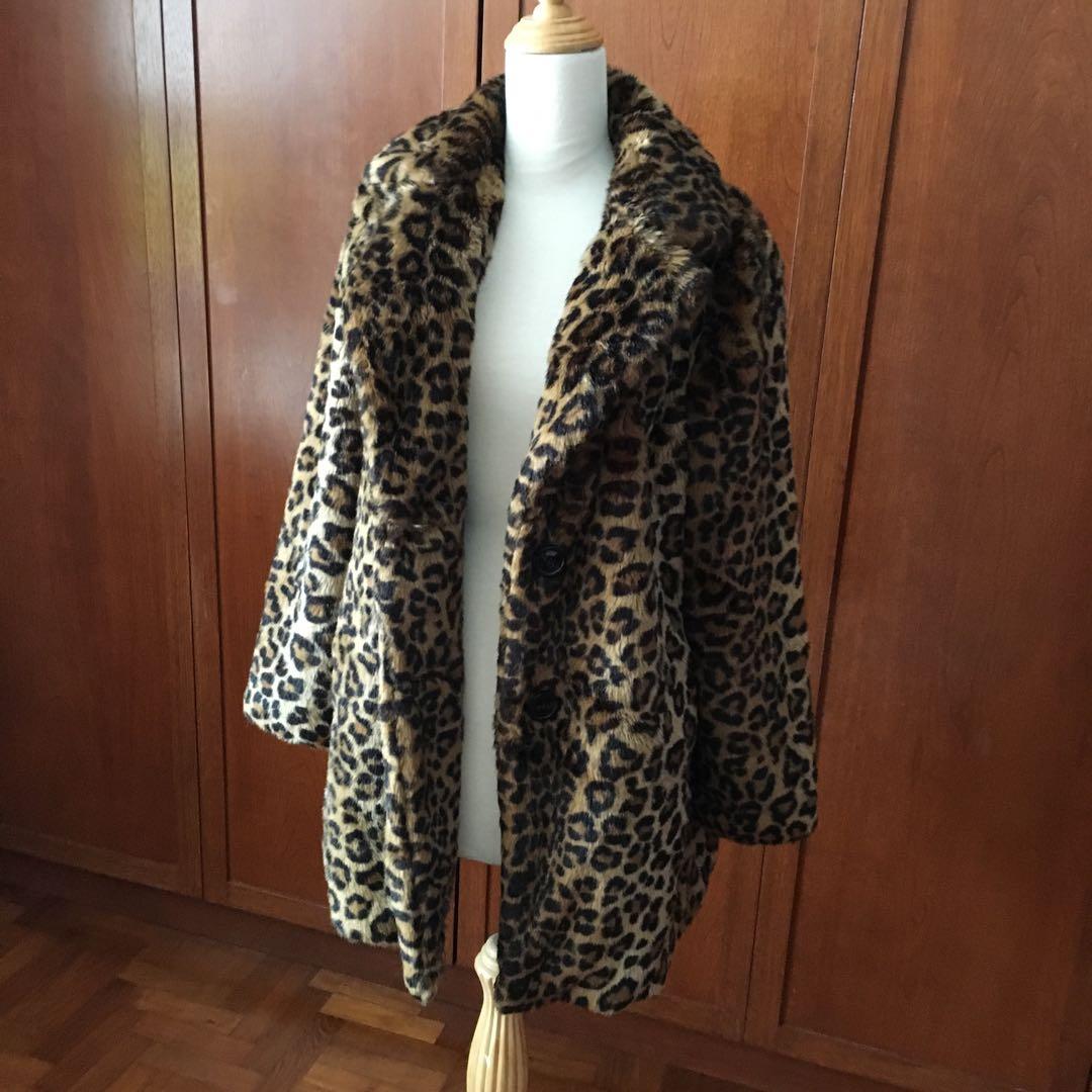 zara leopard faux fur coat