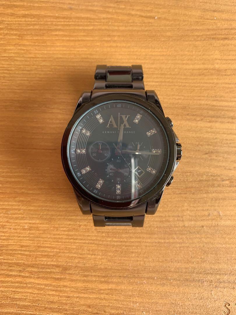 armani exchange black stainless steel watch
