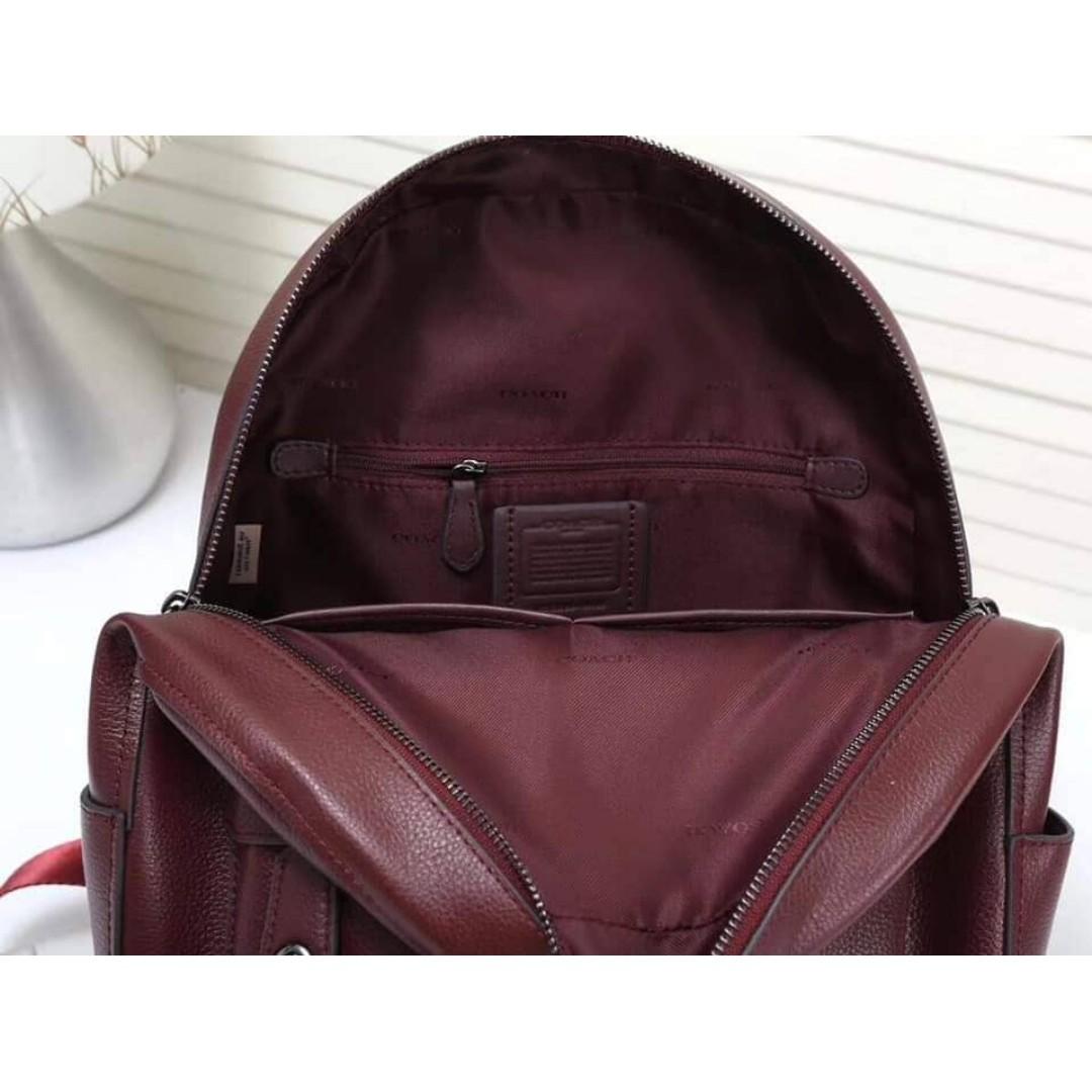 Authentic Coach Campus Pebbled Leather Backpack Maroon