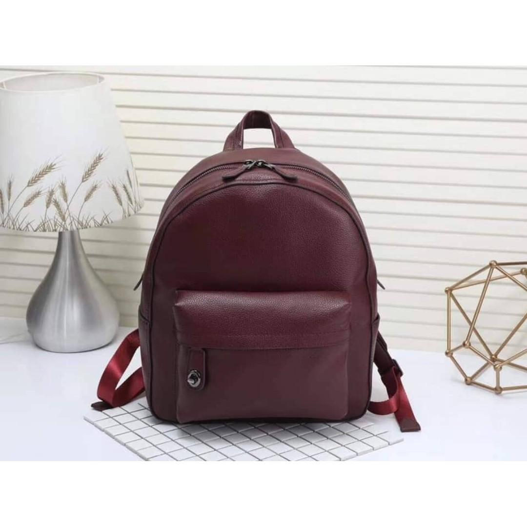 Authentic Coach Campus Pebbled Leather Backpack Maroon