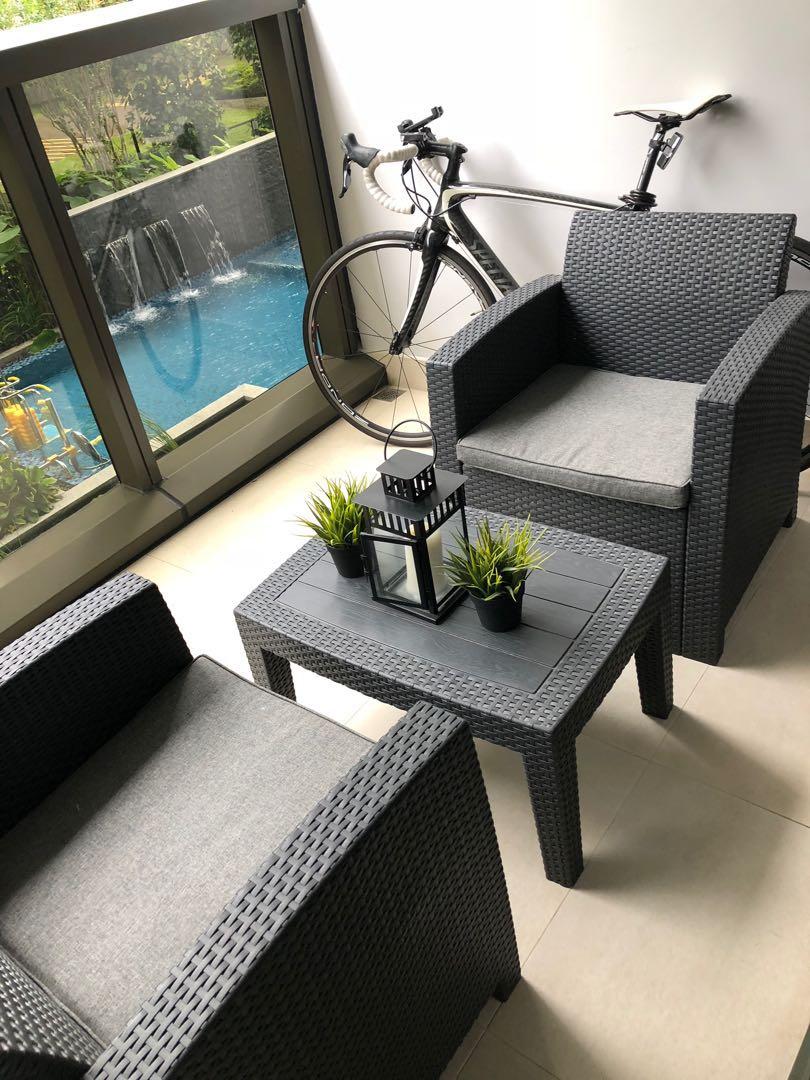 Balcony table & chair set, Furniture & Home Living, Furniture, Chairs