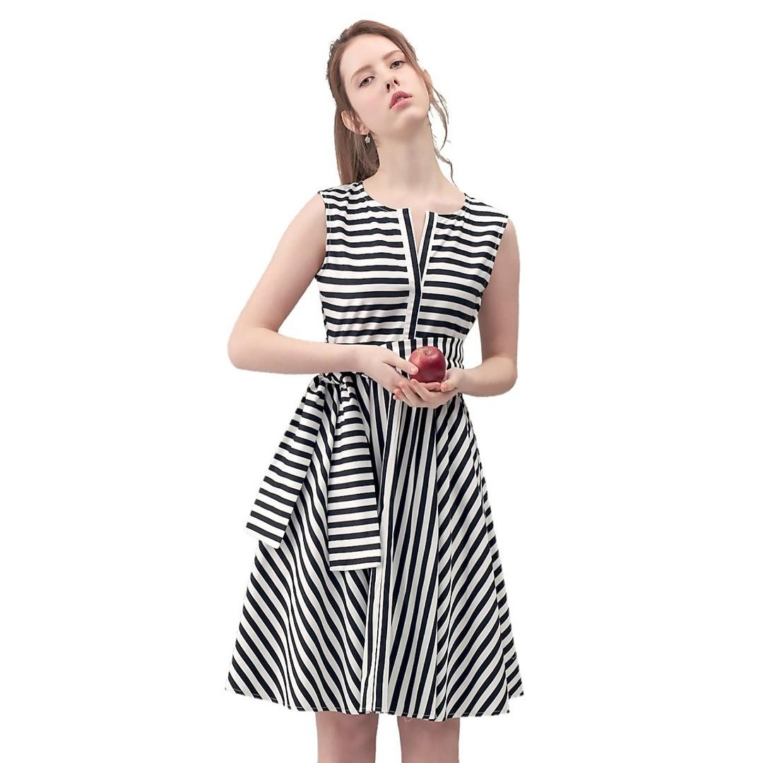 Black and white line dress Clearance