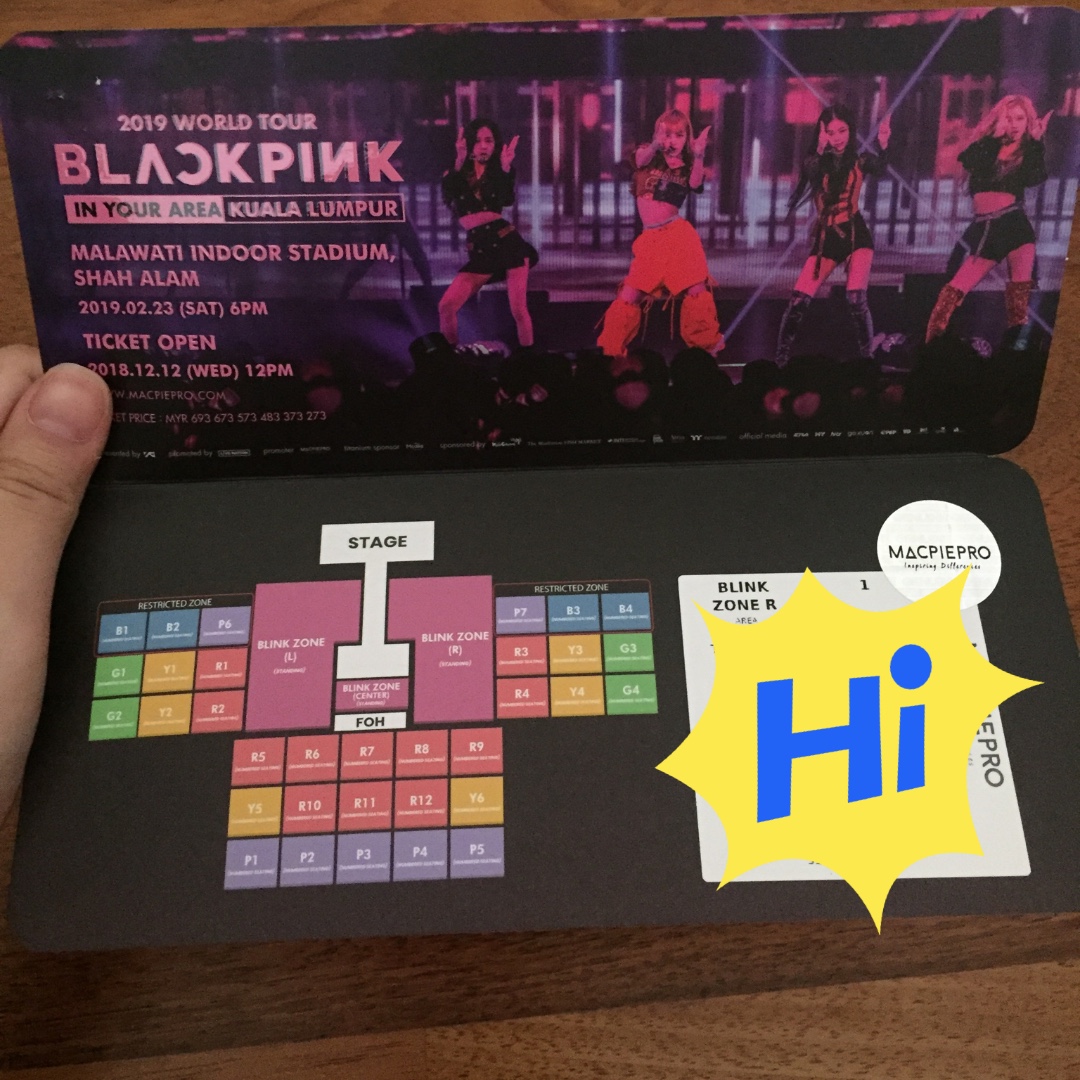 BLACKPINK CONCERT TICKET MALAYSIA KL BLINK ZONE BATCH 1, Tickets