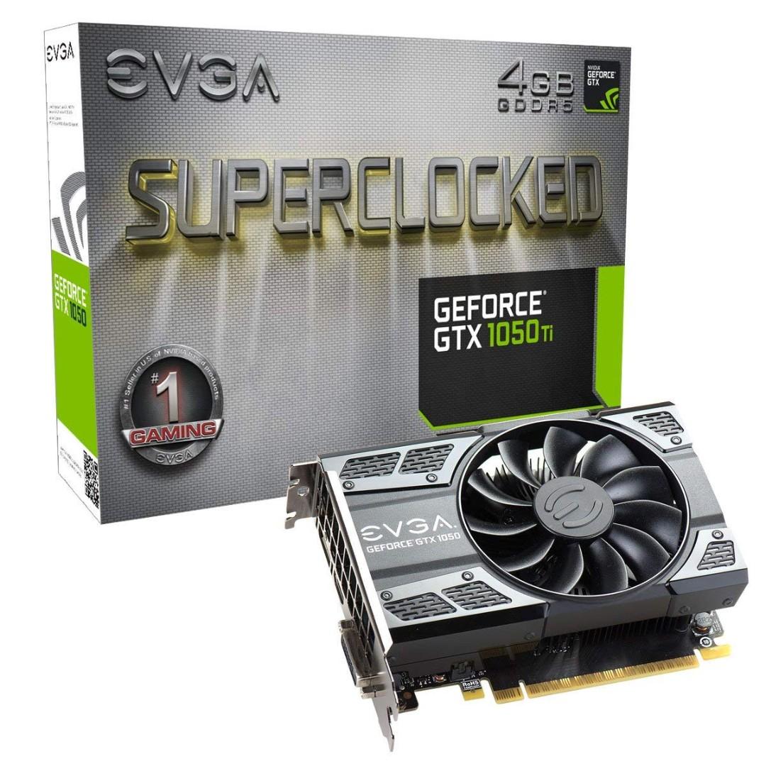 BRAND NEW IN BOX] EVGA GeForce GTX 1050 Ti SC Gaming, 4GB GDDR5, DX12 OSD  Support (PXOC) Graphics Card 04G-P4-6253-KR, Computers  Tech, Parts   Accessories, Networking on Carousell