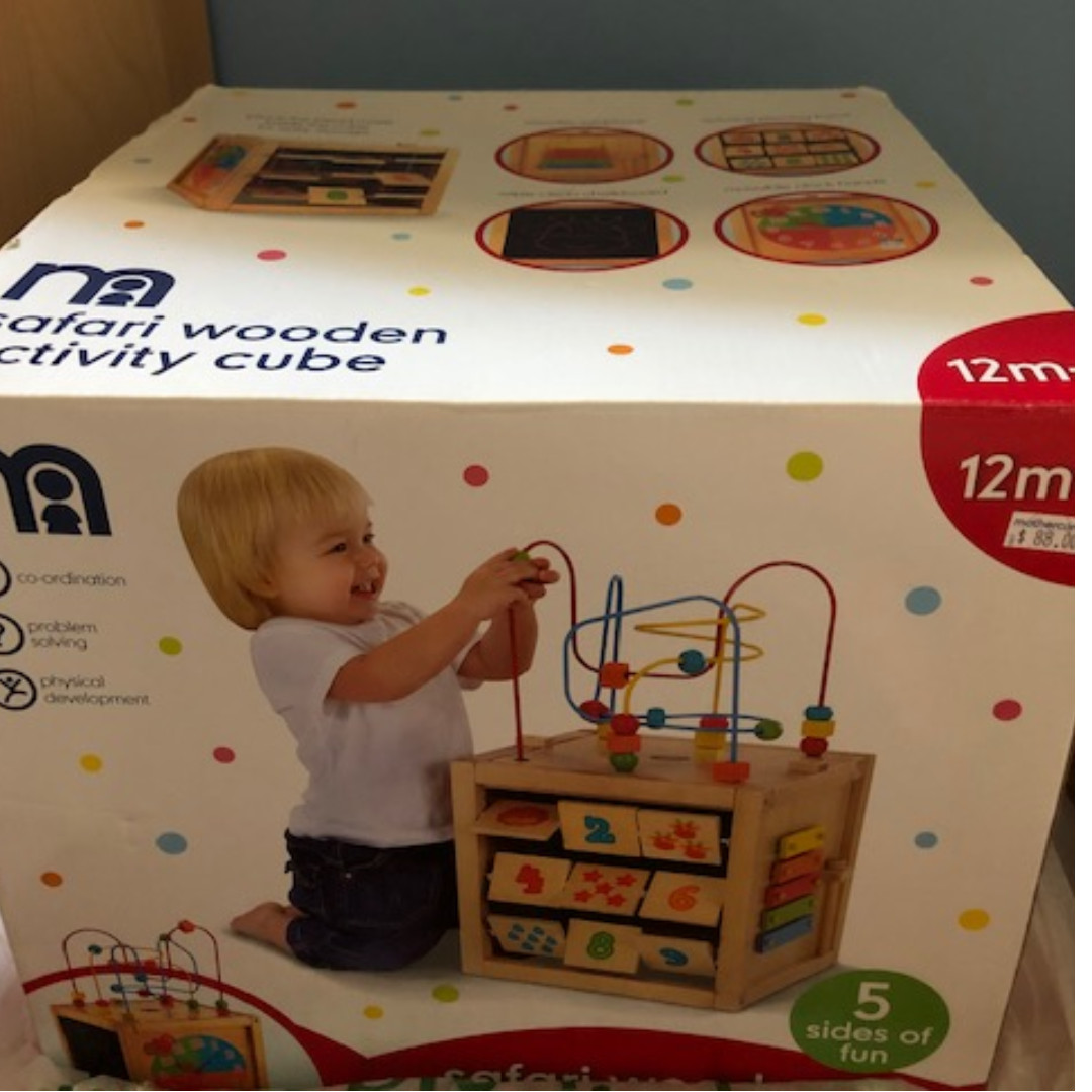 Brand New Mothercare Safari Wooden Activity Cube Babies Kids