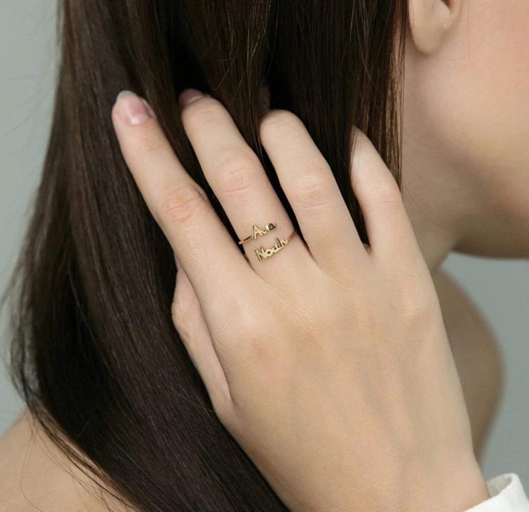 Custom double name rings minimalism style jewelry best