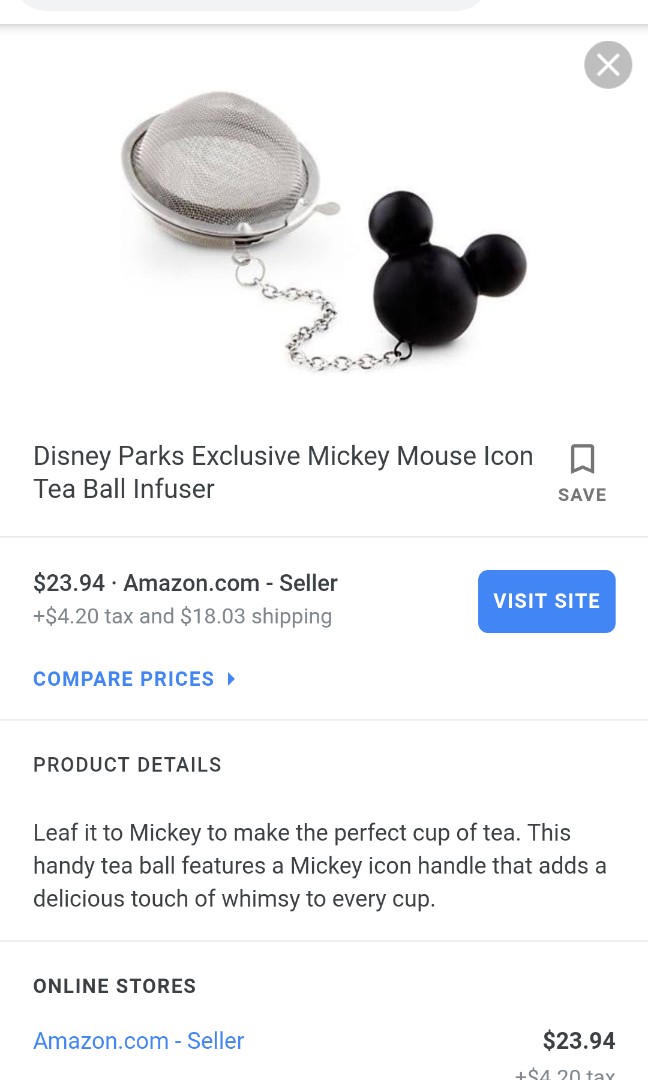 Exclusive Mickey Mouse Iconic Tea Ball Infuser, Furniture & Home Living ...