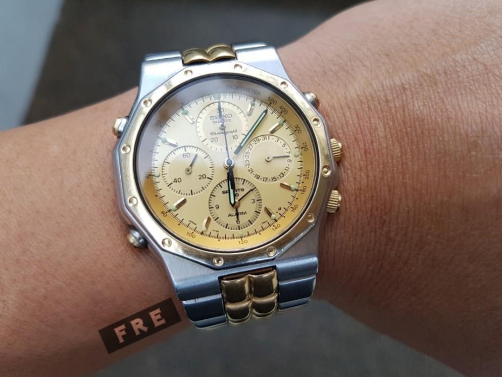 Gold plated Seiko Chronograph, Luxury, Watches on Carousell