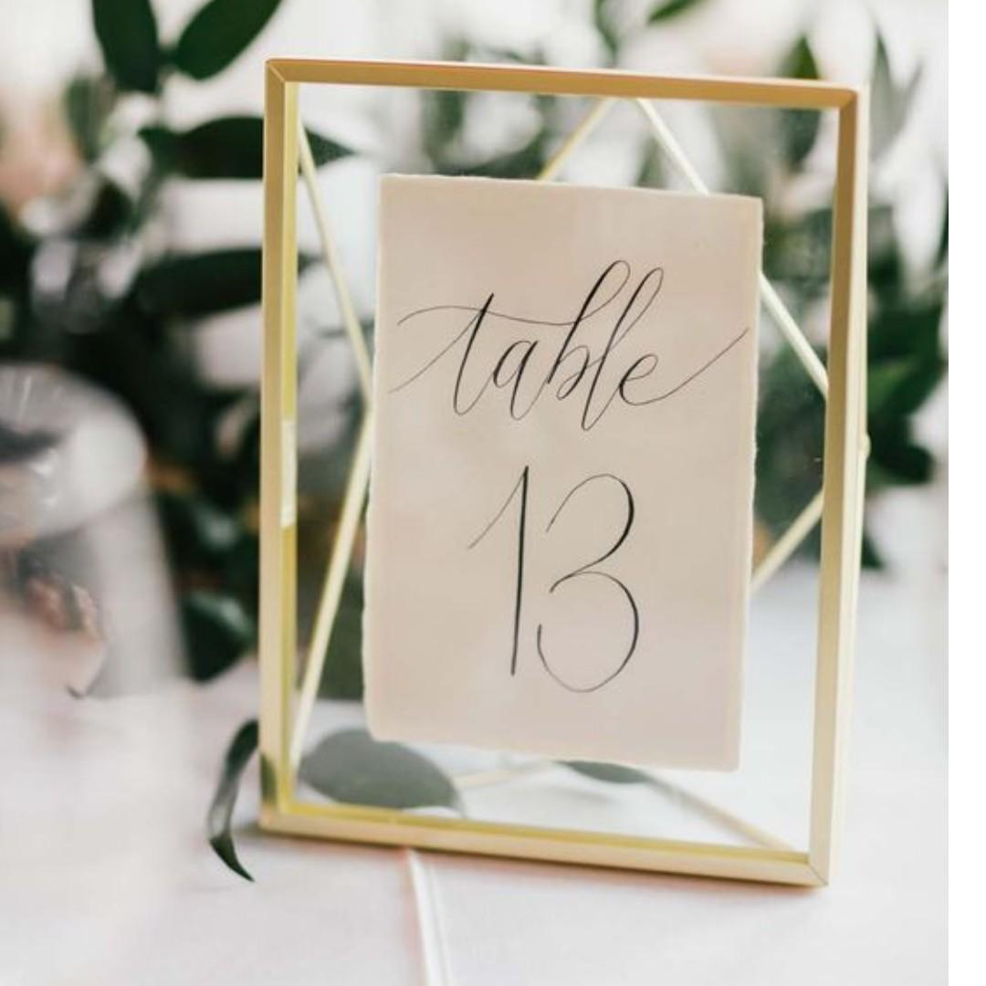 Gold Table Numbers Wedding Table Numbers Calligraphy Table