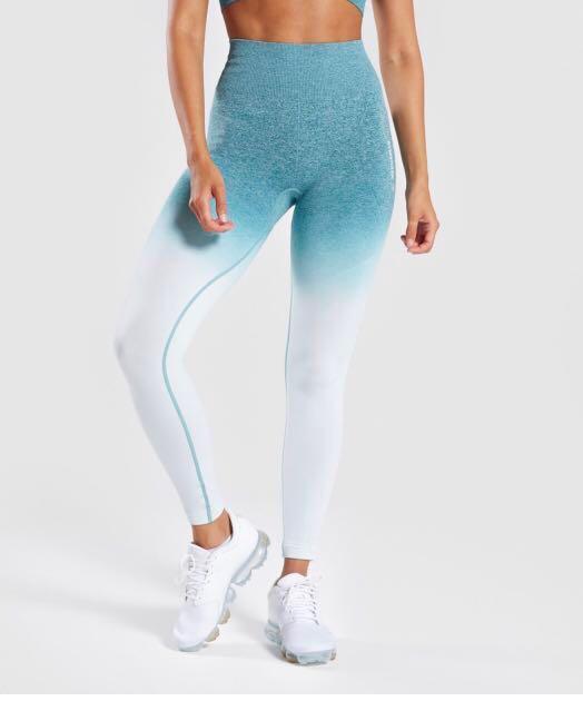 Authentic Gymshark Ombre Seamless Leggings Deep Teal/Ice Blue, Women's  Fashion, Activewear on Carousell