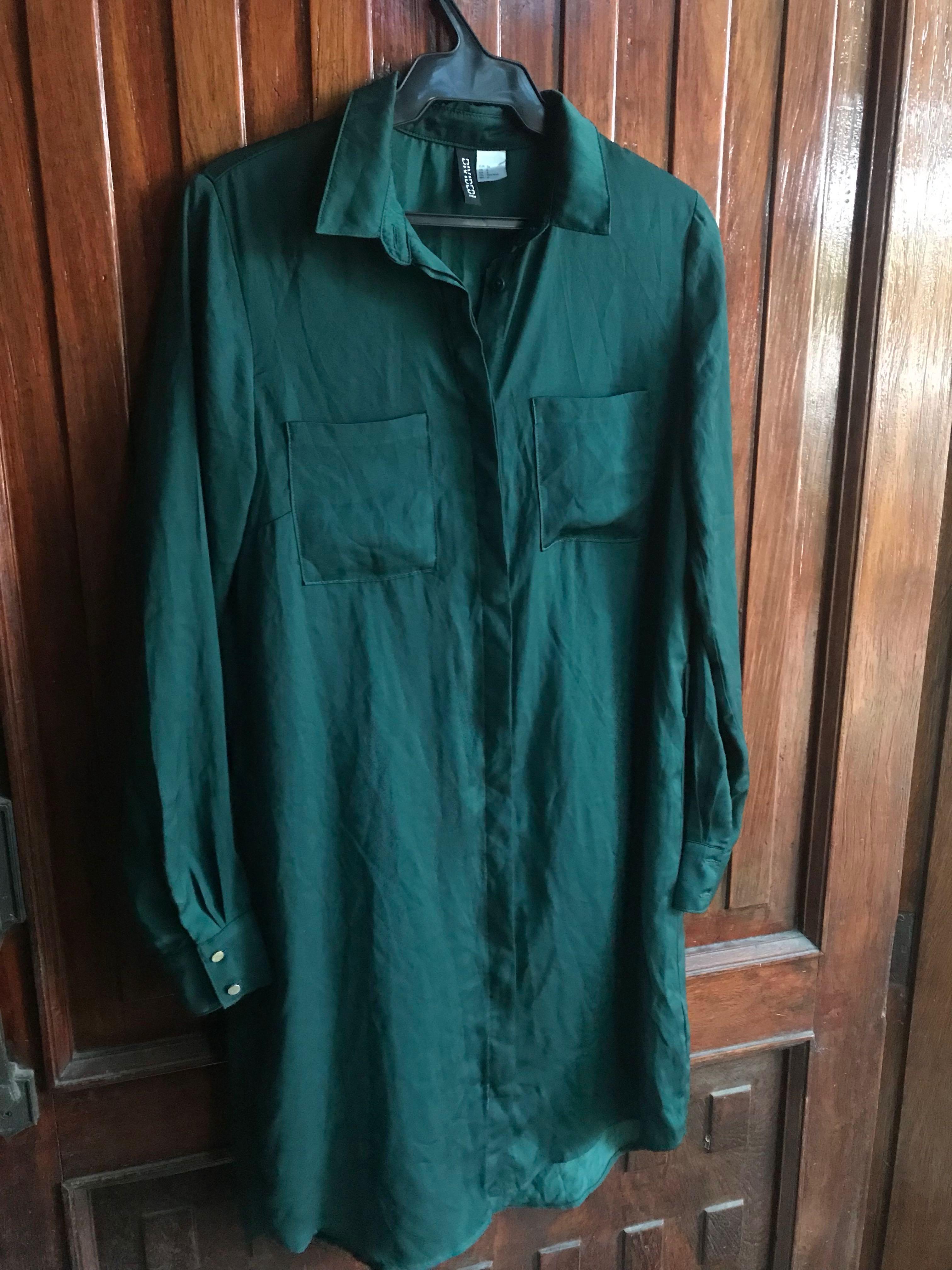 emerald green dress shirt womens