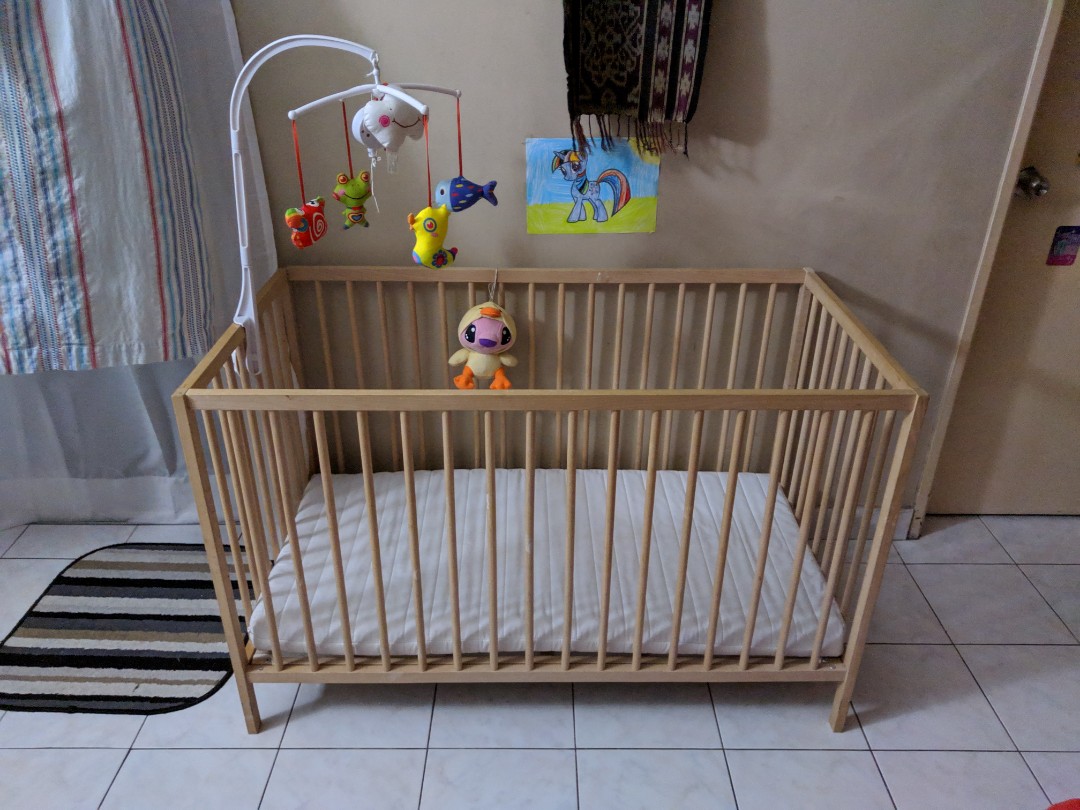 IKEA Baby Cot and Mattress, Babies & Kids, Baby Nursery & Kids