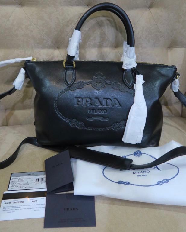 prada embossed leather bag