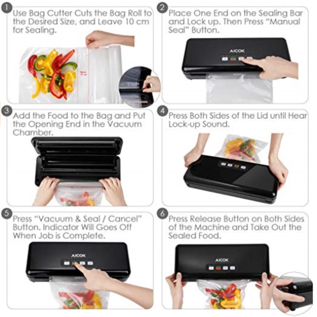P12 Aicok Vacuum Sealer, 3 In 1 Automatic / Manual Food Sealer, One