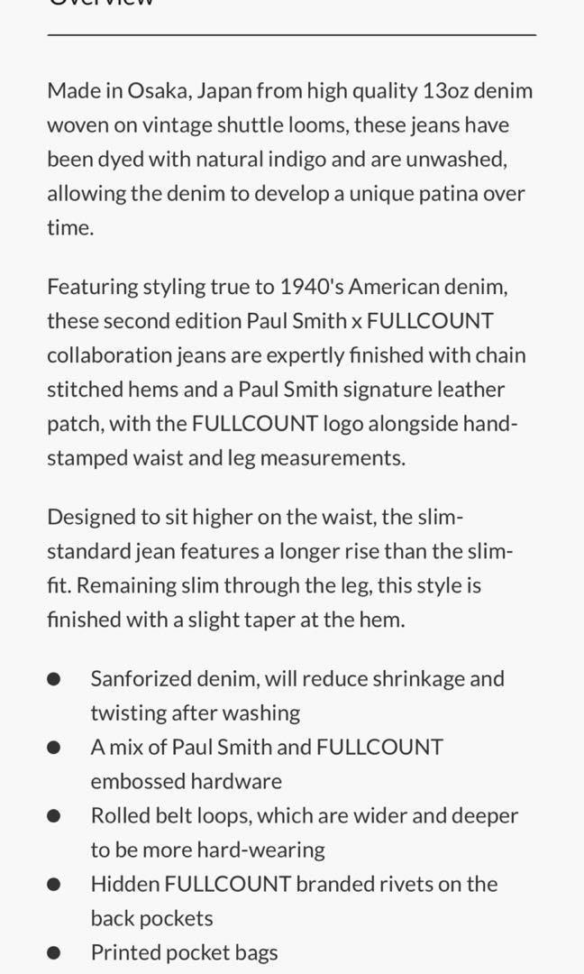 Paul smith jeans x FULLCOUNT red line 