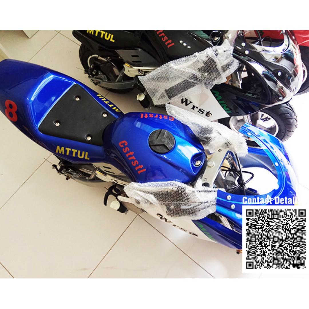 Pocket Bike Mini Sport Bike 49cc Blue White Color Motorbikes on