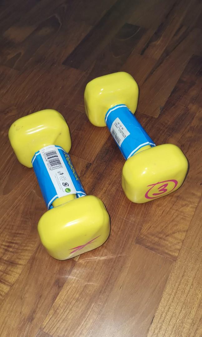 Reebok 3KG Dumbbells Sports Equipment Exercise Fitness Weights Dumbbells on Carousell