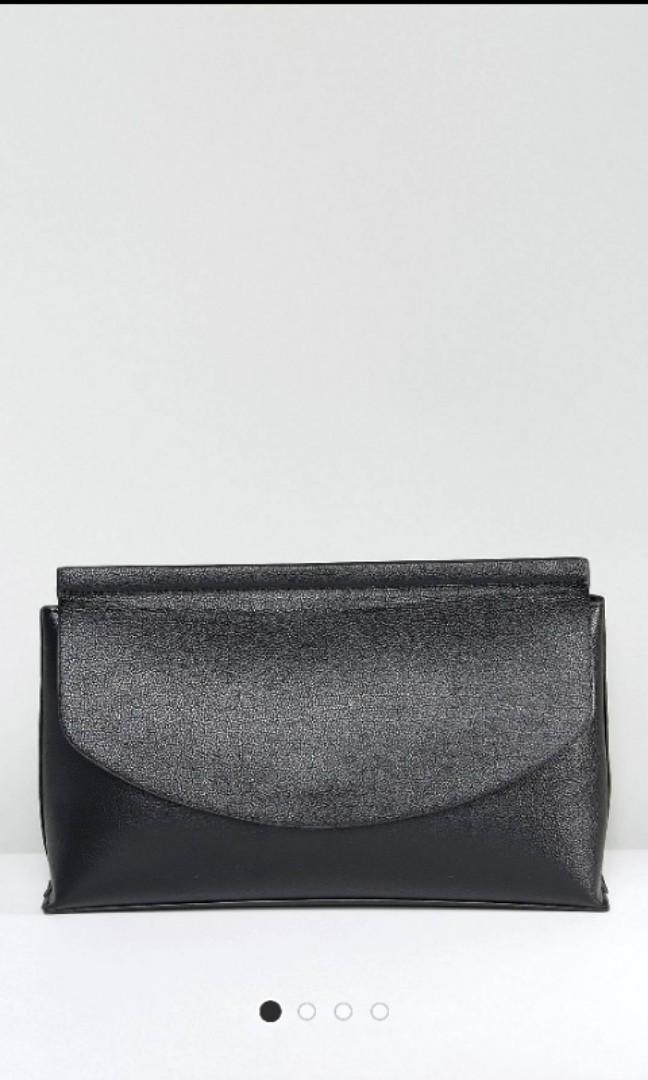 asos black clutch