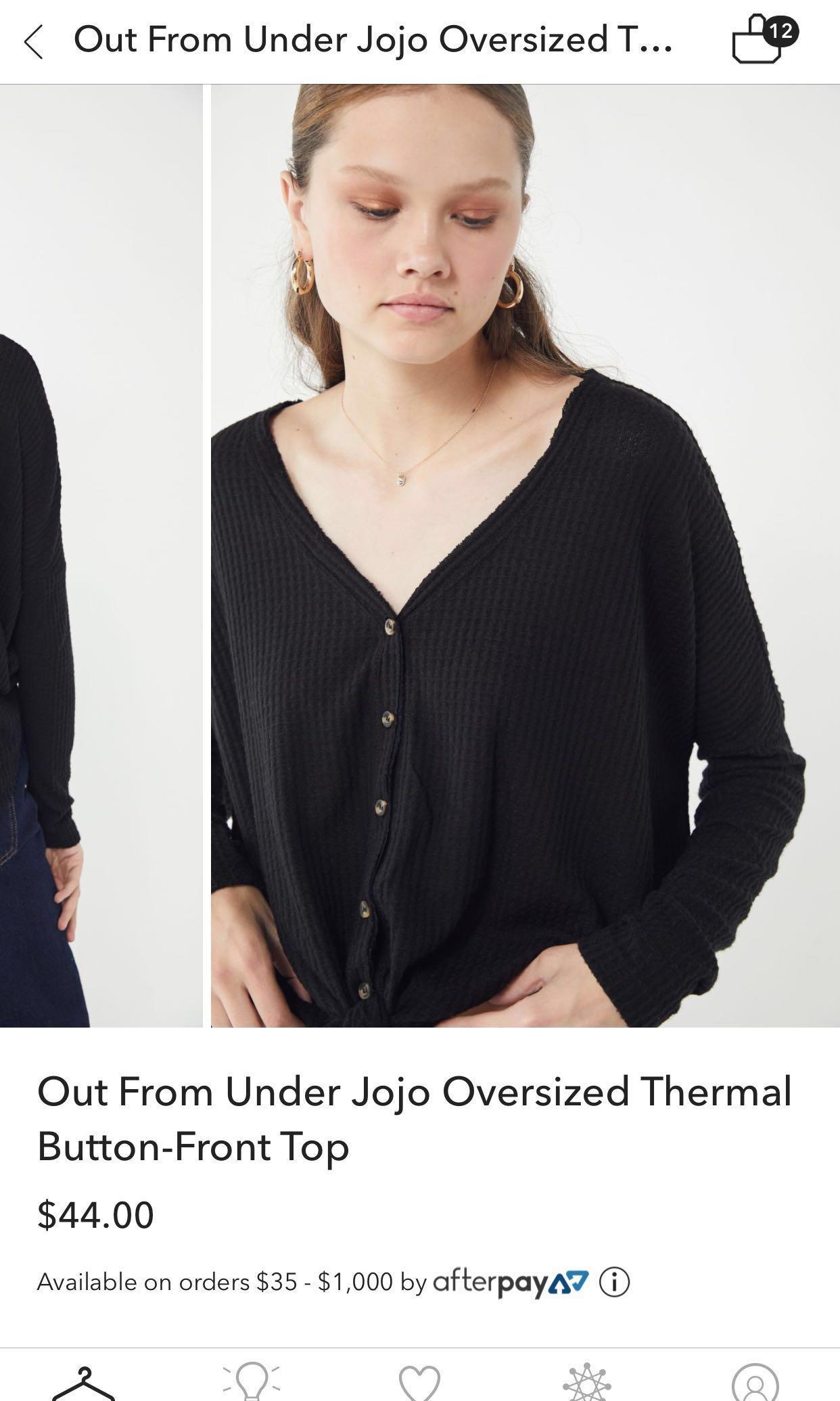 URBAN OUTFITTERS UO OUT FROM UNDER JOJO OVERSIZED THERMAL BUTTON-FRONT TOP,  Women's Fashion, Tops, Other Tops on Carousell