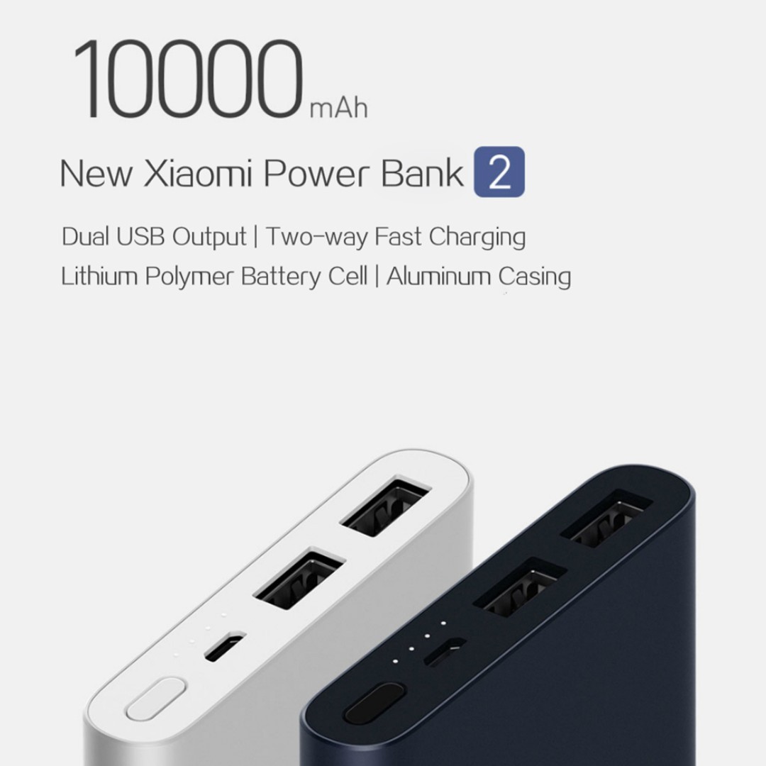 Xiaomi Mi Power Bank 2 10000mah Silver Or Black Mobile Phones Tablets Mobile Tablet Accessories Power Banks Chargers On Carousell