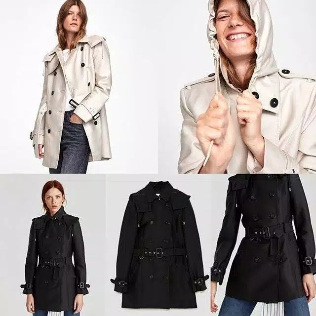 zara black hooded coat