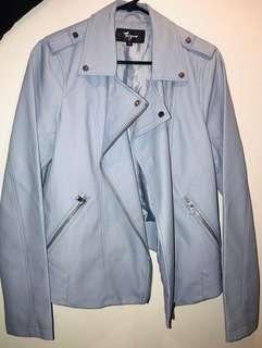 Brand New Thyme Maternity Baby Blue Leather Jacket