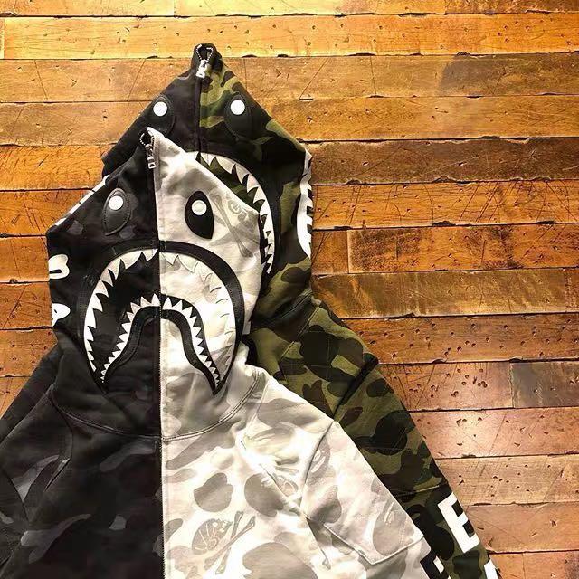 BAPE NBHD CAMO SHARK FULL ZIP HOODIE