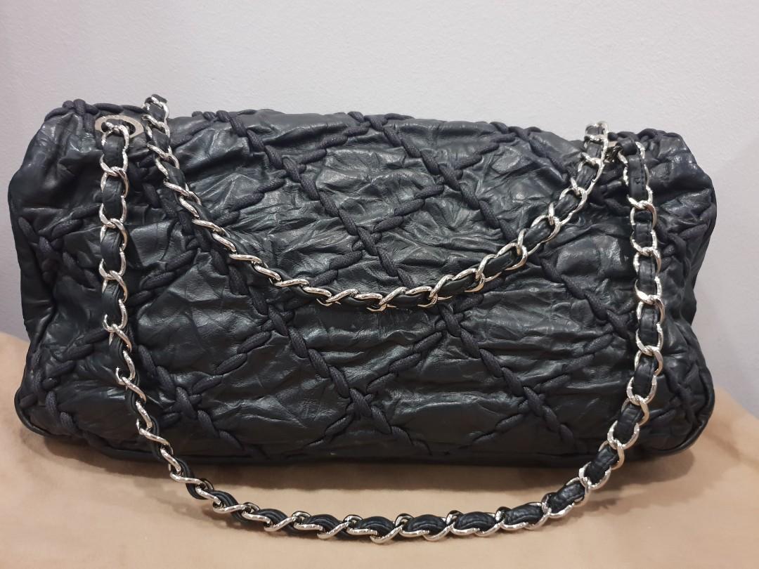 Chanel Ultra Stitch Flap Bag Quilted Calfskin Jumbo Gray