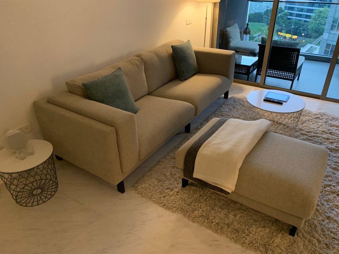 Couch And Footstool Ikea Nockeby Furniture Sofas On Carousell