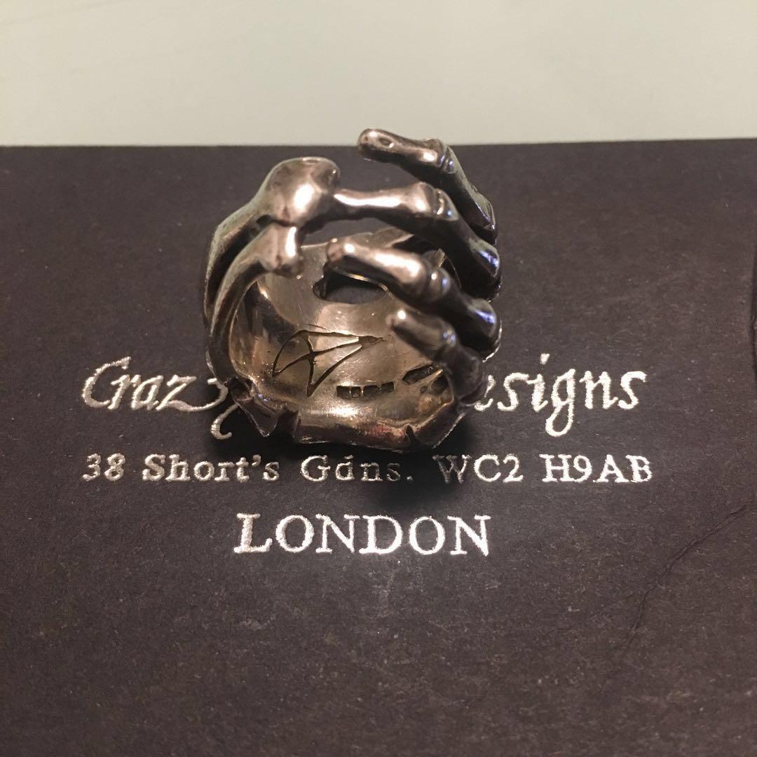 Crazy Pig design London Bone hand Skull Ring Silver 925 銀介指戒指