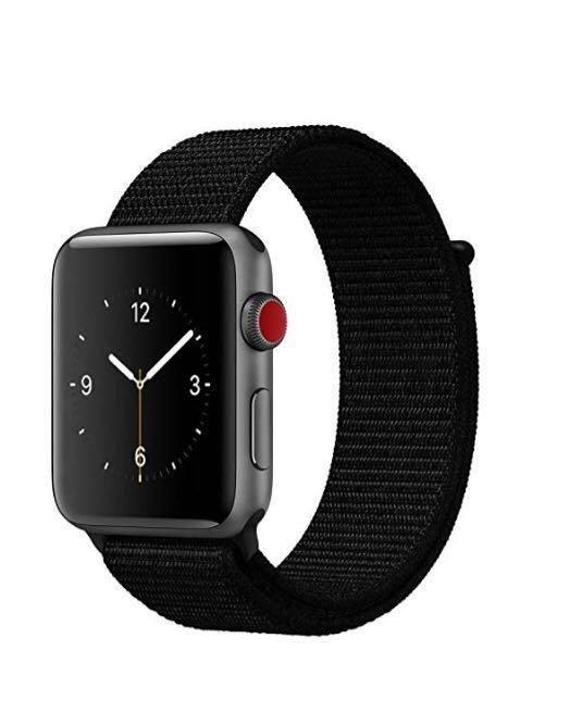 E1006 Corki for Apple Watch Strap 42mm Woven Nylon Sport Loop Band Wristband Replacement Bracelet for iWatch Apple Watch Series 3 Series 2 Series 1 Nike Edition Dark Black Mobile Phones