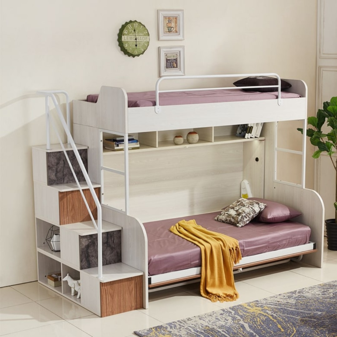 Eden Dilly Double Decker Bunk Bed With Desk Rt 107d Furniture