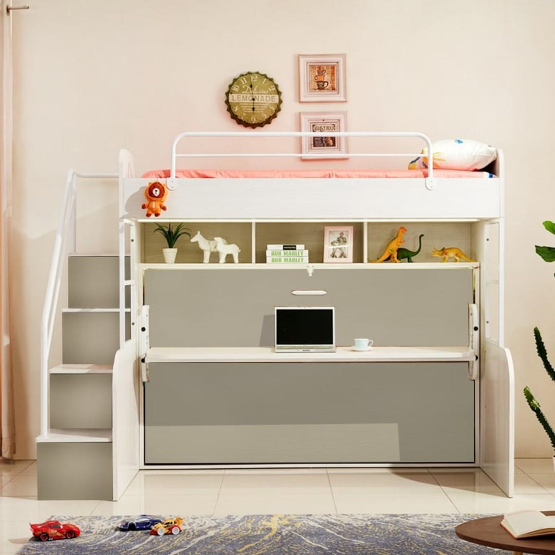 Eden Dilly Double Decker Bunk Bed With Desk Rt 107d Furniture