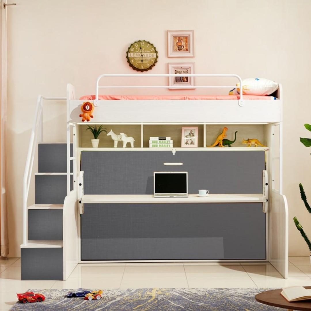 Eden Dilly Double Decker Bunk Bed With Desk RT107D, Furniture, Beds
