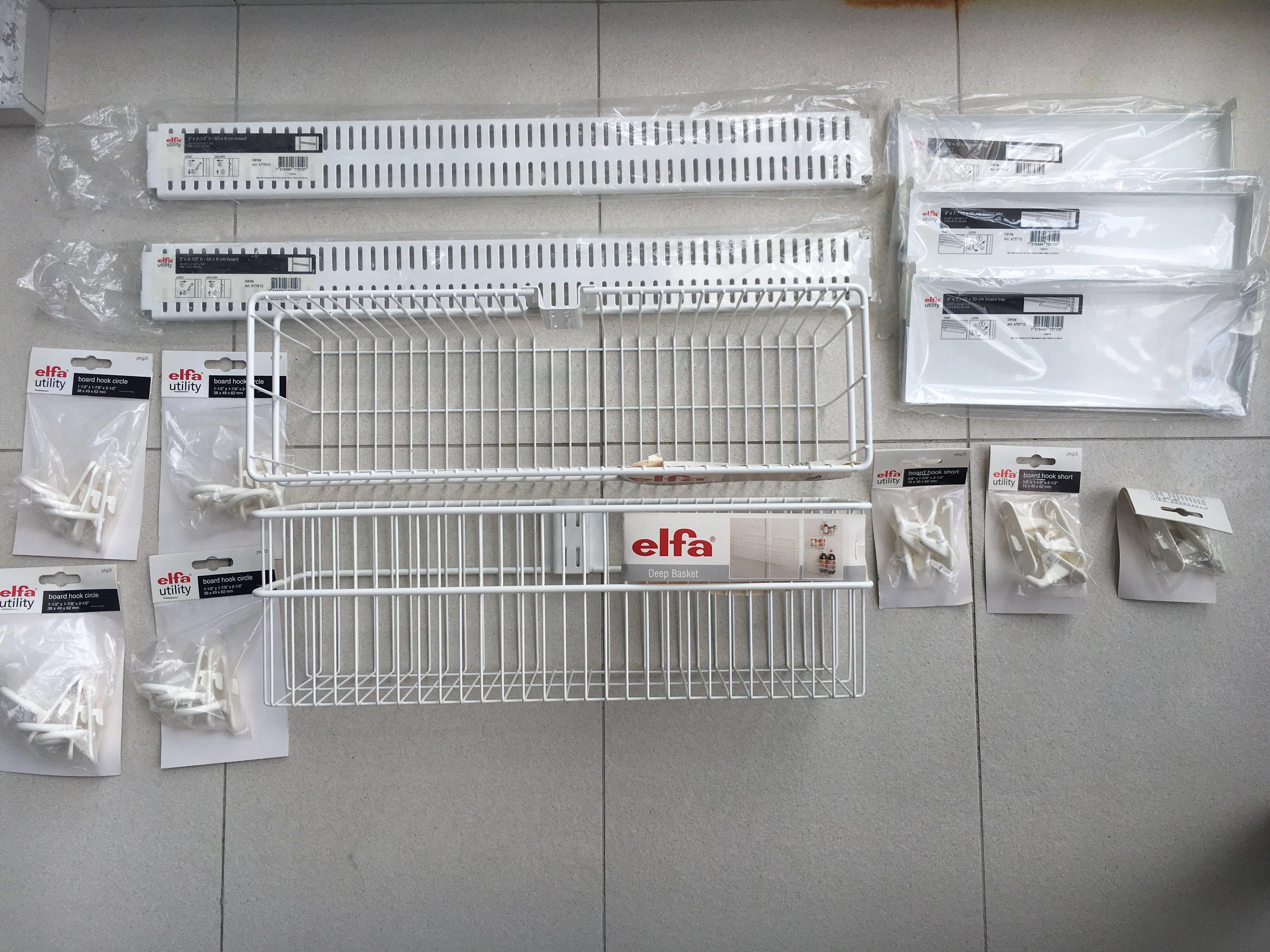 Elfa Utility Set Deep Basket Board Tray Hooks Kitchen Furniture Shelves Drawers On Carousell