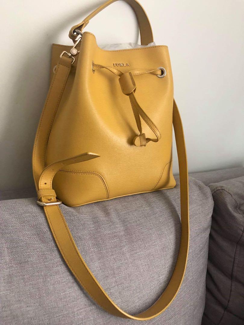 Furla Yellow Bucket Bag with Sling